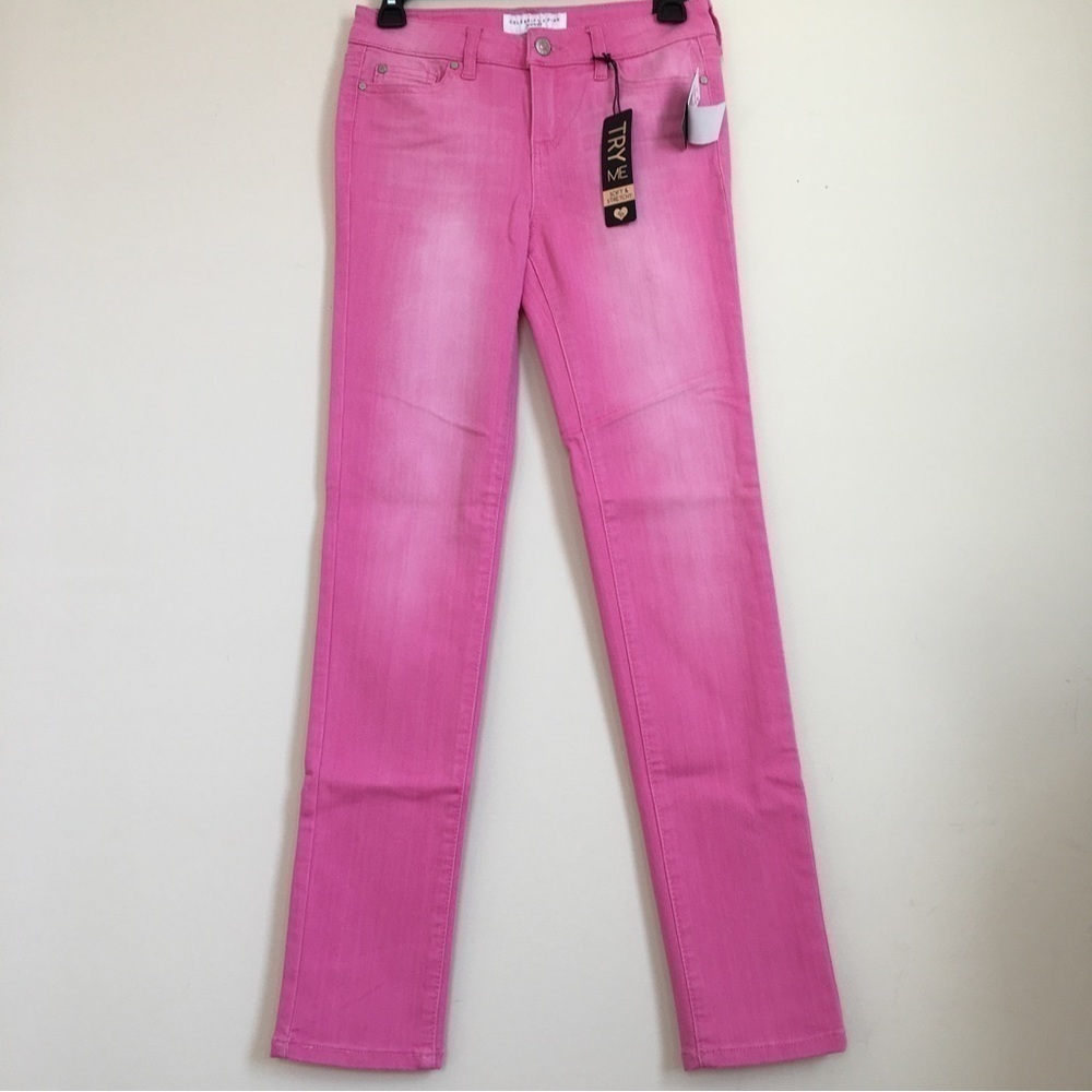 Celebrity Pink Big Girls Junior Mid Rise Pink Skinny Jeans